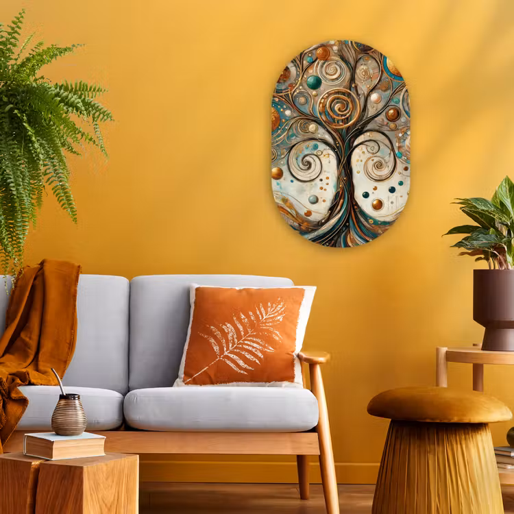 Levensboom - Boom - Abstract - Modern Wandcirkel Ovaal Forex klein -sfeer4