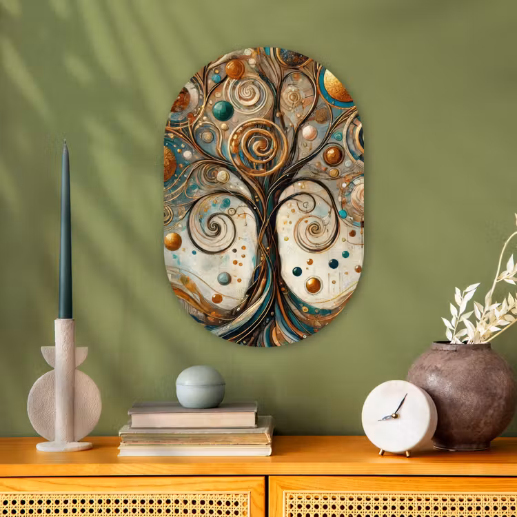 Levensboom - Boom - Abstract - Modern Wandcirkel Ovaal Forex klein -sfeer2