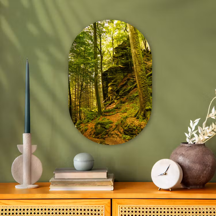 Bomen - Steen - Bos - Natuur - Planten Wandcirkel Ovaal Forex klein -sfeer2