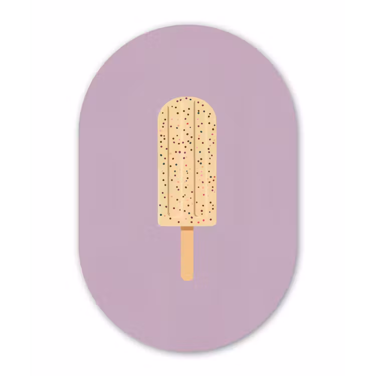 Beige - Ijsje - Spikkels Wandcirkel Ovaal Forex klein -3d