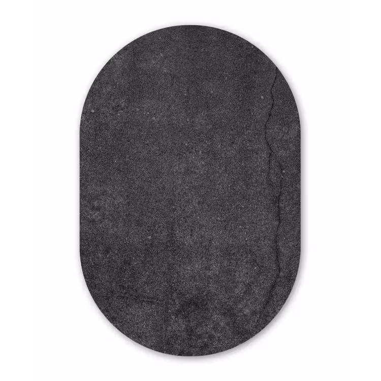 Beton - Zwart - Grey - Patronen Wandcirkel Ovaal Forex klein -3d