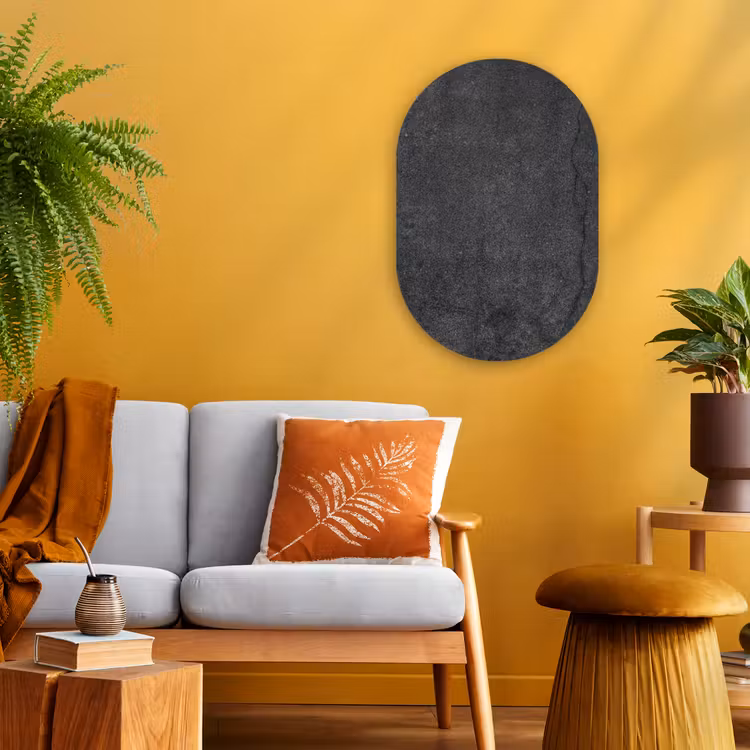 Beton - Zwart - Grey - Patronen Wandcirkel Ovaal Forex klein -sfeer4