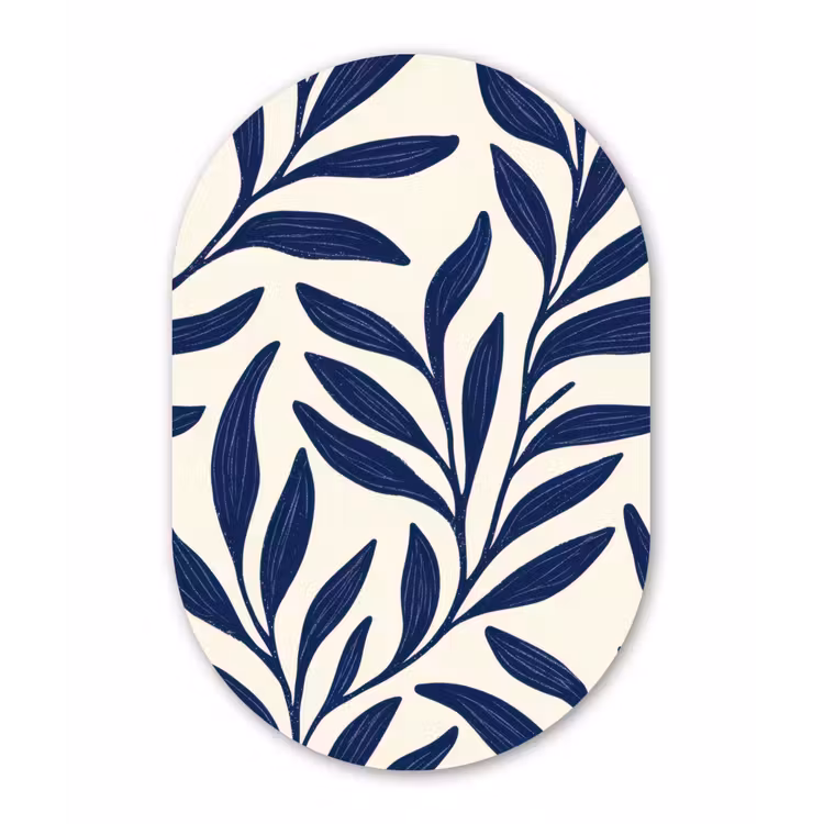Bladeren - Klimop - Donkerblauw Wandcirkel Ovaal Forex klein -3d