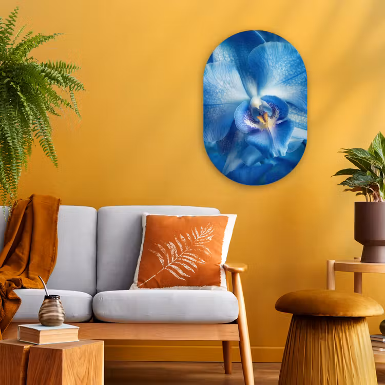 Blauw - Orchidee - Elegeant Wandcirkel Ovaal Forex klein -sfeer4