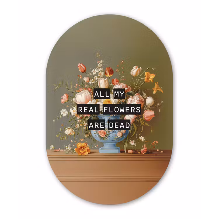 Bloem - Quote - Vintage - Art Wandcirkel Ovaal Forex klein -3d