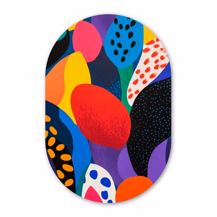 Bloemen - Bladeren - Abstract - Rood Wandcirkel Ovaal Forex klein -3d