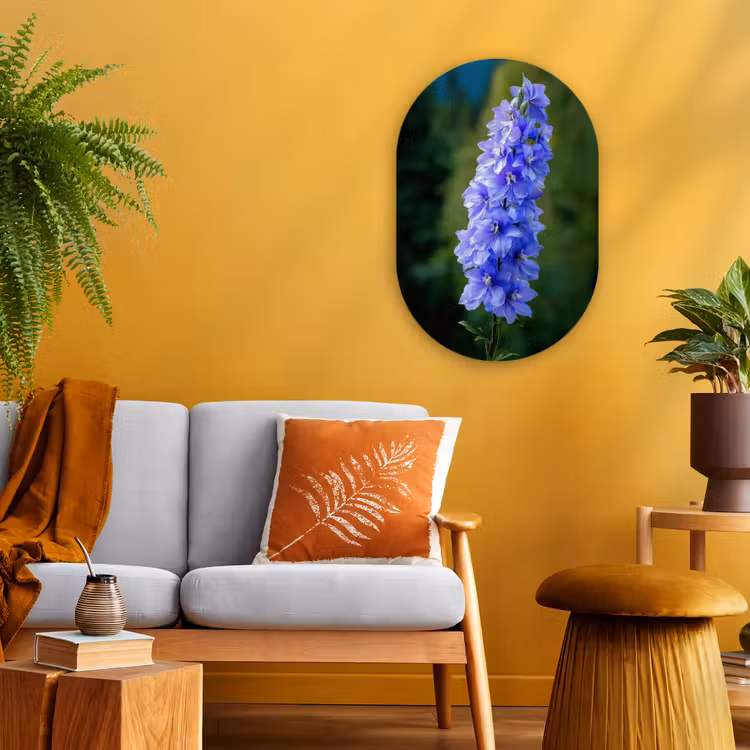 Bloemen - Blauw - Dennenboom Wandcirkel Ovaal Forex klein -sfeer4