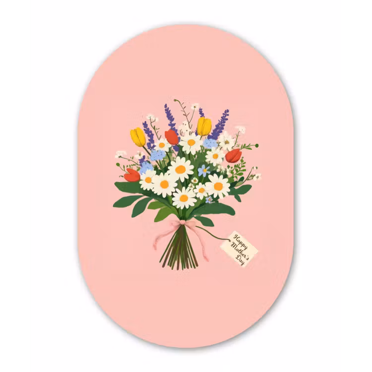 Bloemen - Lint - Kaartje Wandcirkel Ovaal Forex klein -3d