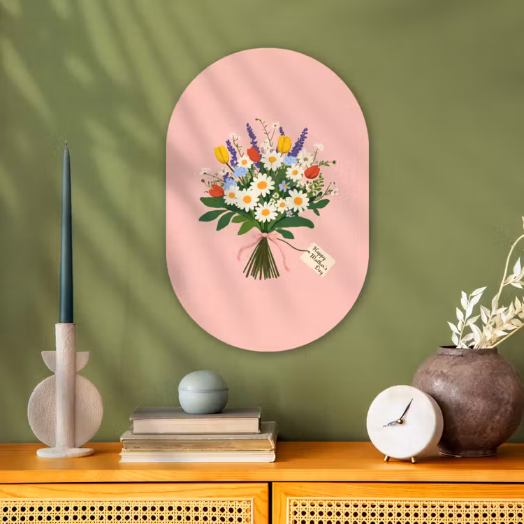 Bloemen - Lint - Kaartje Wandcirkel Ovaal Forex klein -sfeer2