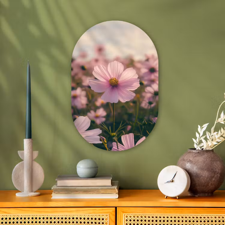 Bloemen - Paars - Wazig Wandcirkel Ovaal Forex klein -sfeer2