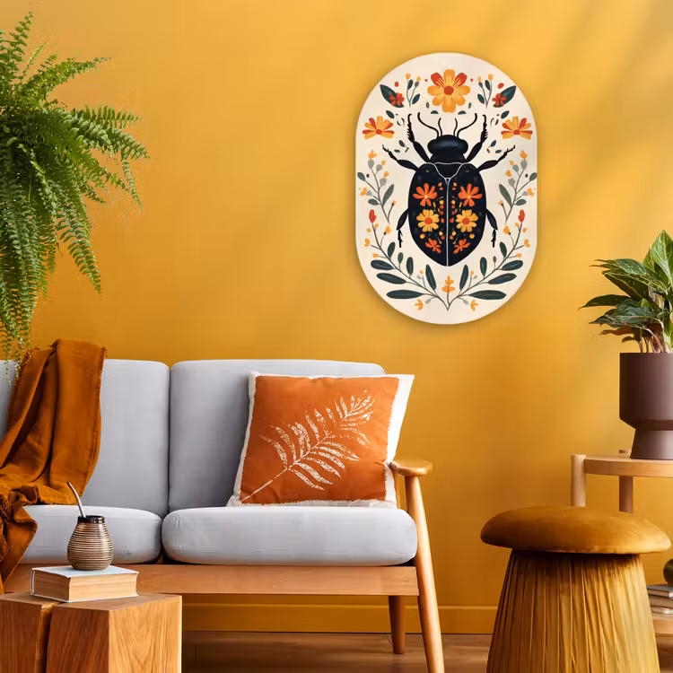 Bloemen - Oranje - Planten - Sierlijk Wandcirkel Ovaal Forex klein -sfeer4