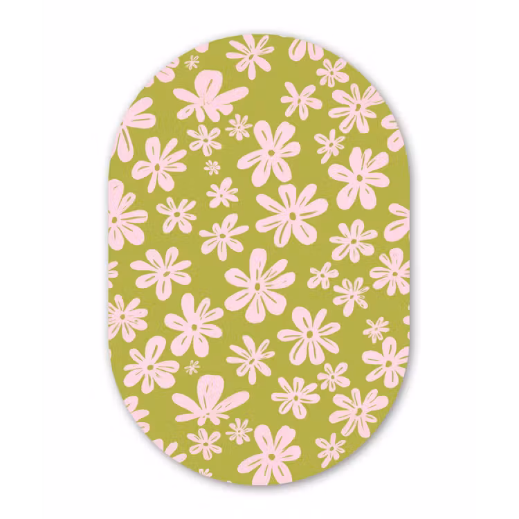 Bloemen - Roze - Getekend - Patroon Wandcirkel Ovaal Forex klein -3d