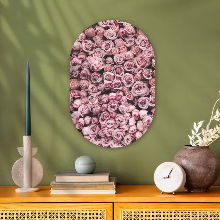 Bloemen - Rozen - Natuur - Roze - Botanisch Wandcirkel Ovaal Forex klein -sfeer2