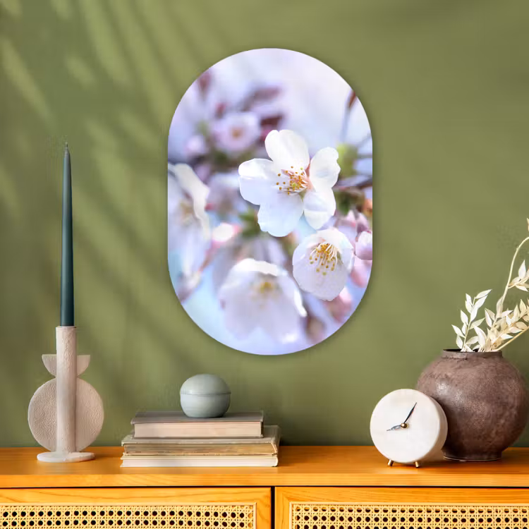 Bloemen - Sakura - Tak - Bloesem takken Wandcirkel Ovaal Forex klein -sfeer2