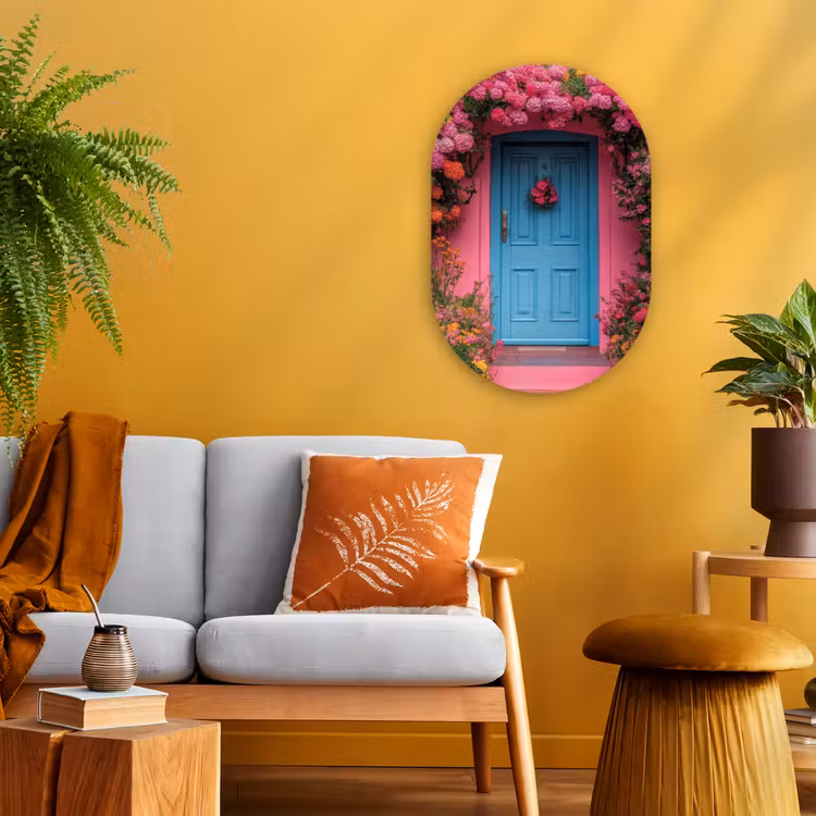 Bloemen - Deur - Roze Wandcirkel Ovaal Forex klein -sfeer4