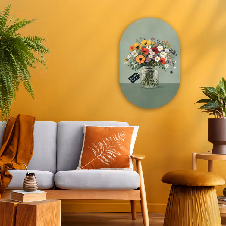 Bloemen - Vaas - Kaartje Wandcirkel Ovaal Forex klein -sfeer4