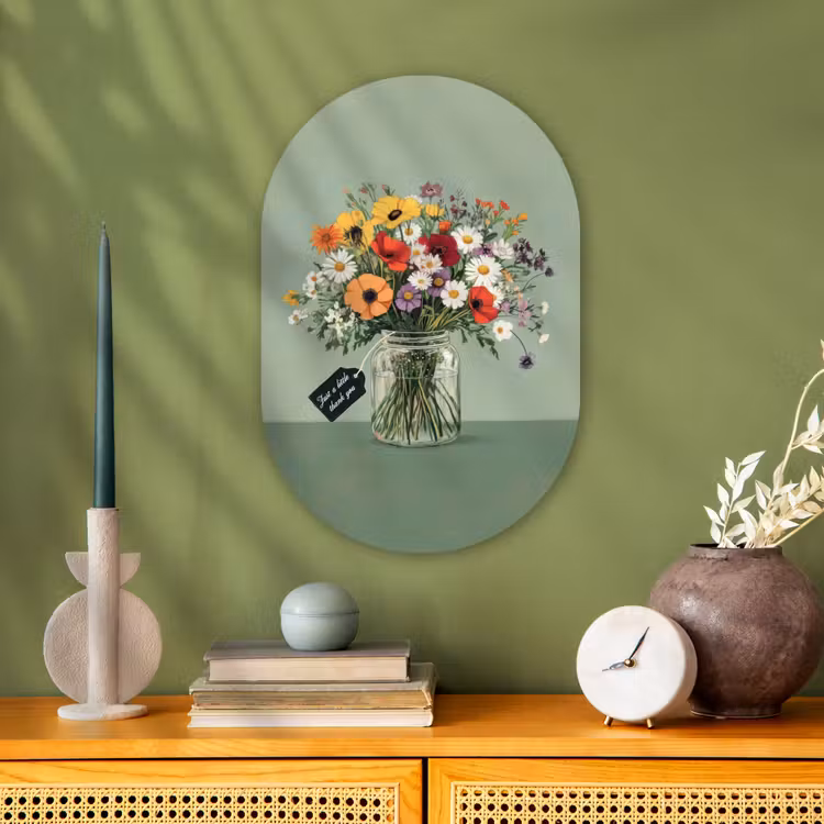 Bloemen - Vaas - Kaartje Wandcirkel Ovaal Forex klein -sfeer2