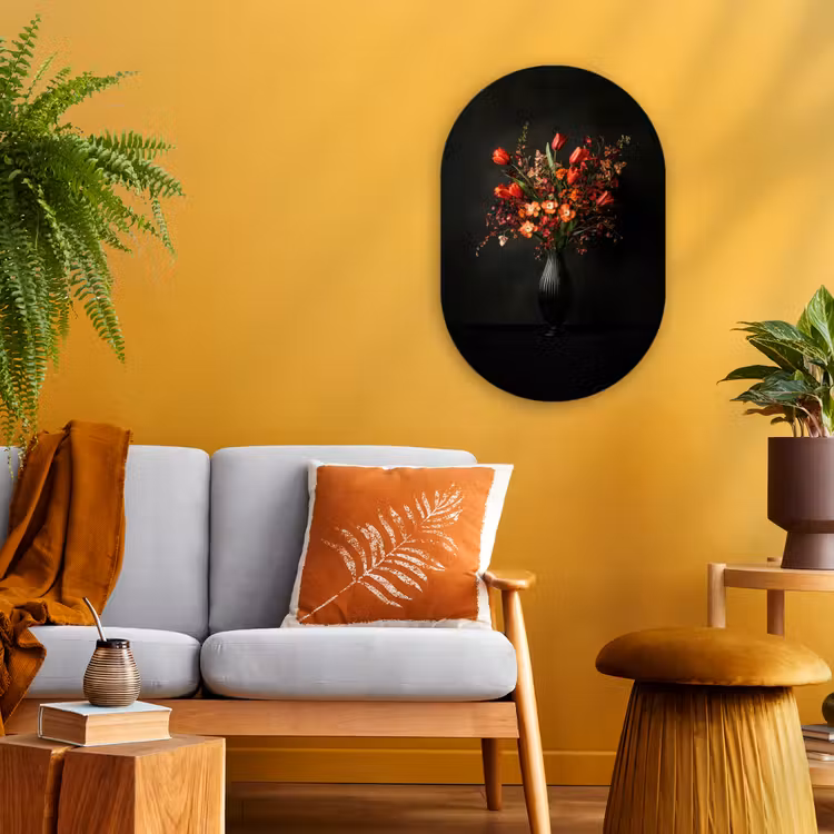 Bloemen - Takken - Boeket Wandcirkel Ovaal Forex klein -sfeer4