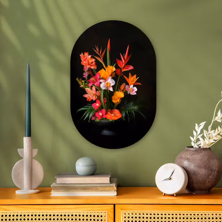 Boeket - Bloemen - Exotisch Wandcirkel Ovaal Forex klein -sfeer2