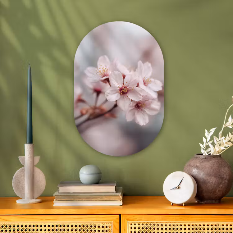 Bloesems - Meeldraden - Geel - Wazig Wandcirkel Ovaal Forex klein -sfeer2