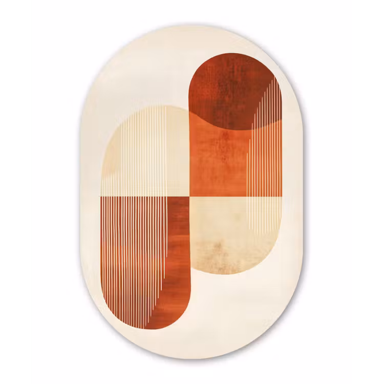Bogen - Beige - Vormen Wandcirkel Ovaal Forex klein -3d