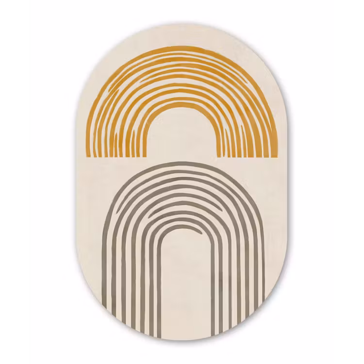 Bogen - Lijnen - Oranje - Minimalistisch Wandcirkel Ovaal Forex klein -3d