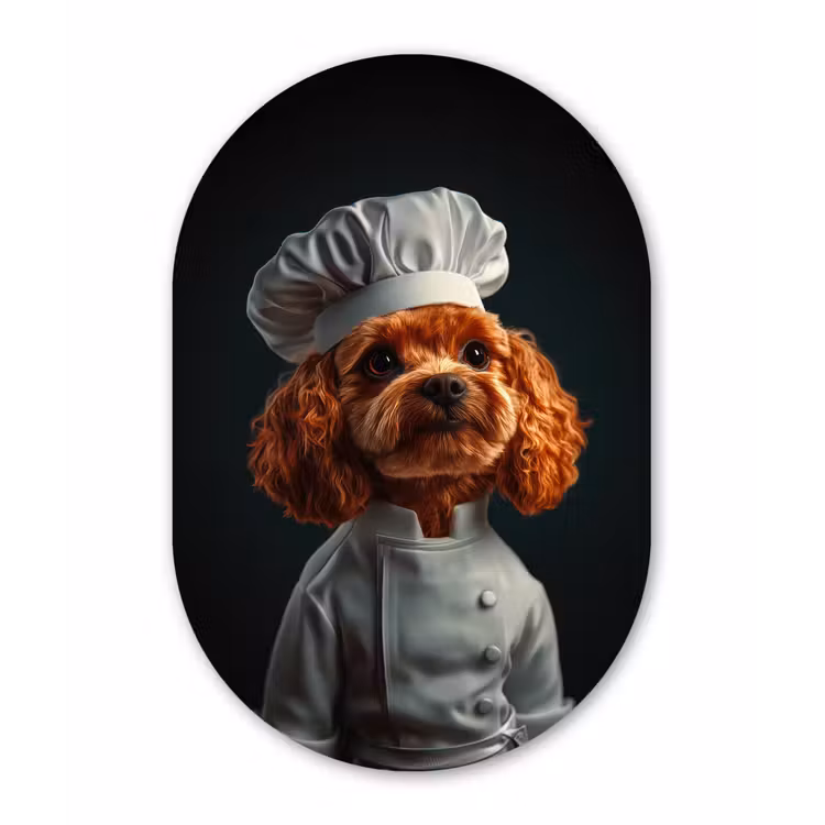Bruin - Kok - Hondje Wandcirkel Ovaal Forex klein -3d