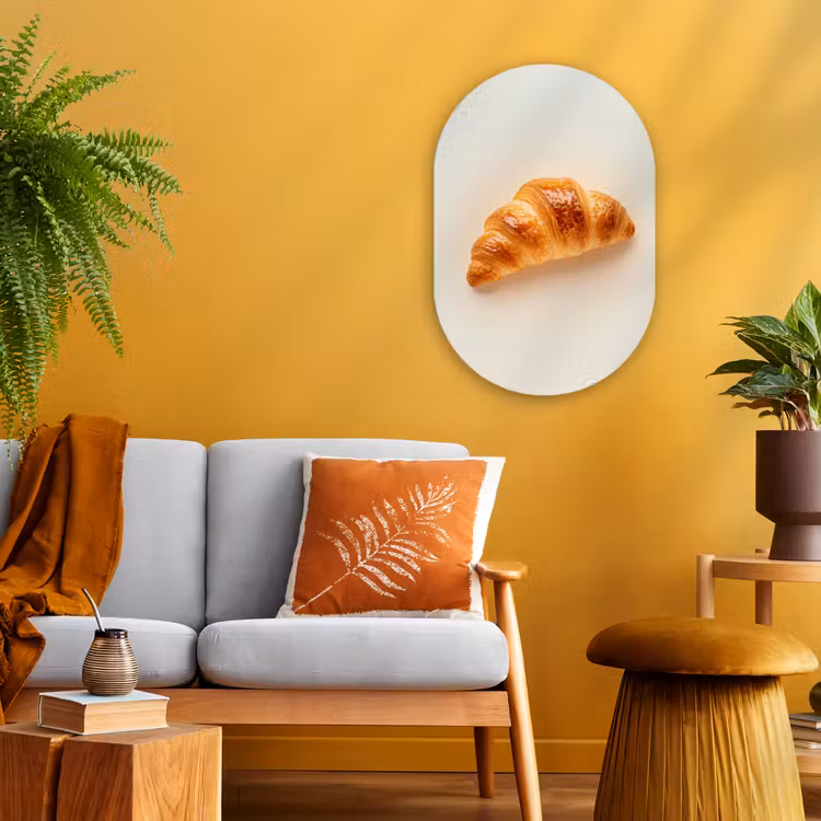 Croissant - Brood - Beige Wandcirkel Ovaal Forex klein -sfeer4