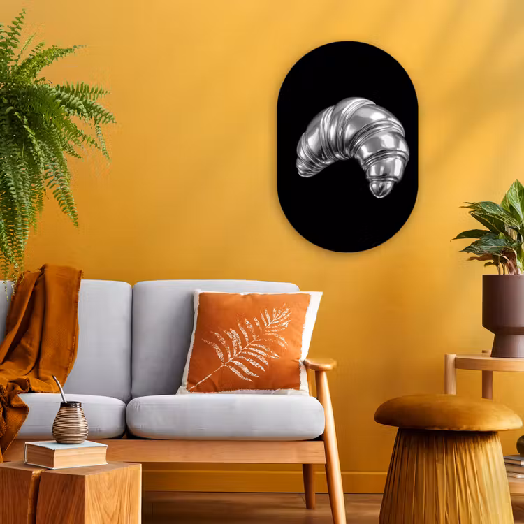 Croissant - Metaal - Zilver Wandcirkel Ovaal Forex klein -sfeer4