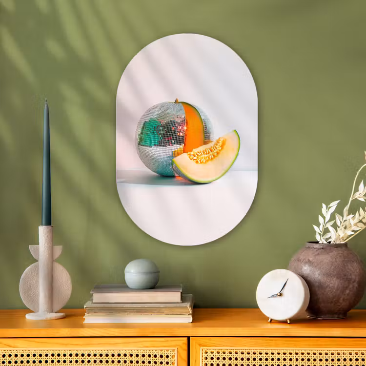 Disco - Discobal - Meloen - Pastel Wandcirkel Ovaal Forex klein -sfeer2