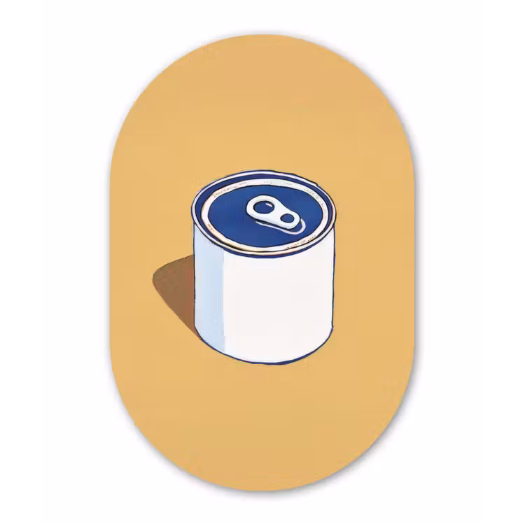 Blikje - Minimalistisch - Blauw - Illustratie Wandcirkel Ovaal Forex klein -3d