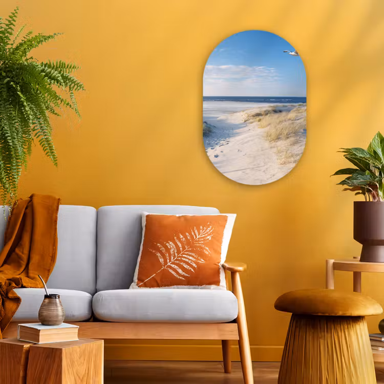 Duin - Meeuw - Strand - Zee - Zon Wandcirkel Ovaal Forex klein -sfeer4