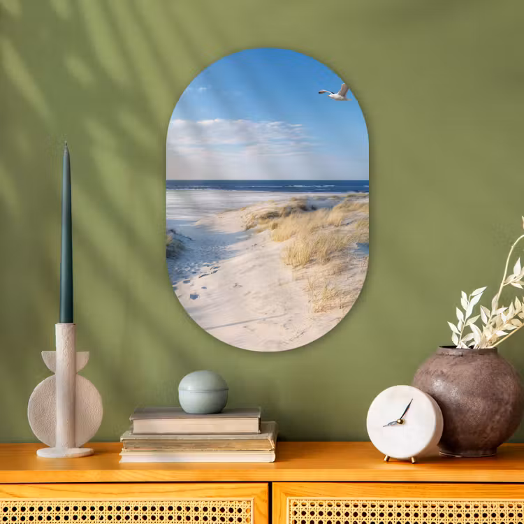 Duin - Meeuw - Strand - Zee - Zon Wandcirkel Ovaal Forex klein -sfeer2