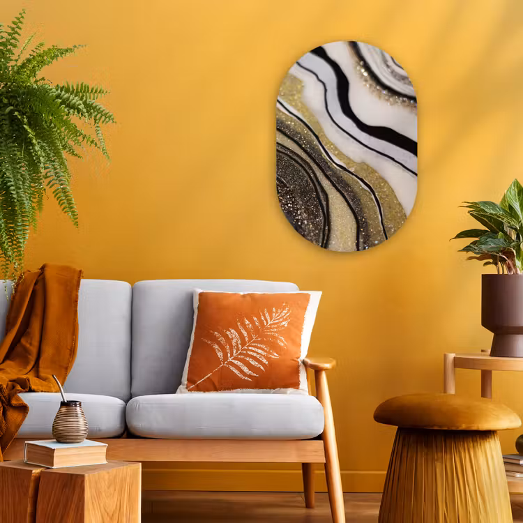 Edelsteen - Abstract - Marmer - Natuur Wandcirkel Ovaal Forex klein -sfeer4