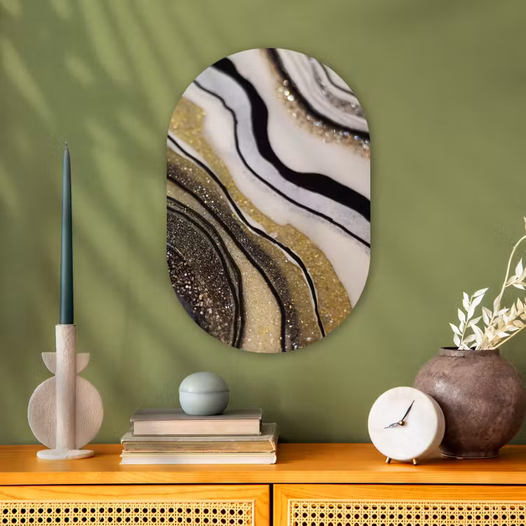 Edelsteen - Abstract - Marmer - Natuur Wandcirkel Ovaal Forex klein -sfeer2