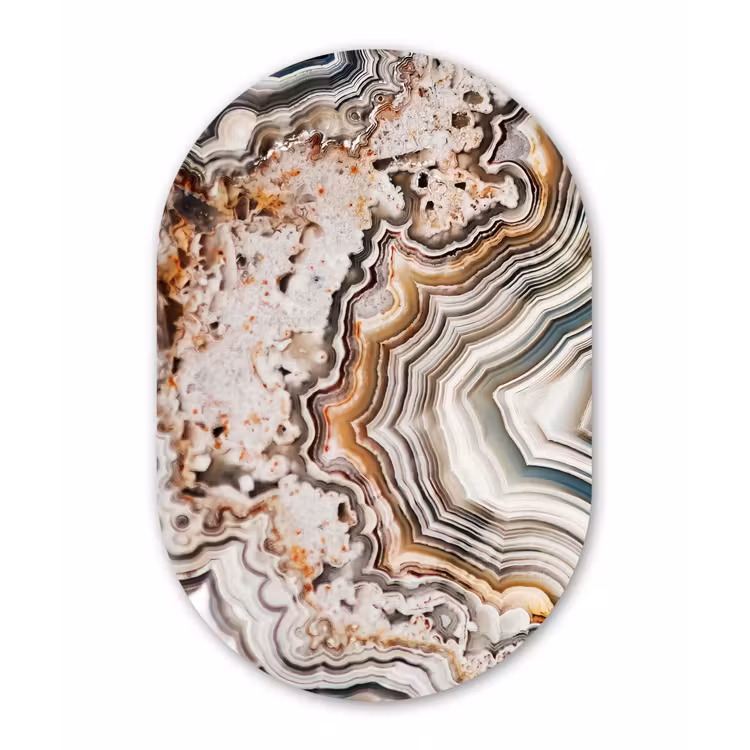 Edelsteen - Marmer - Natuur - Abstract Wandcirkel Ovaal Forex klein -3d