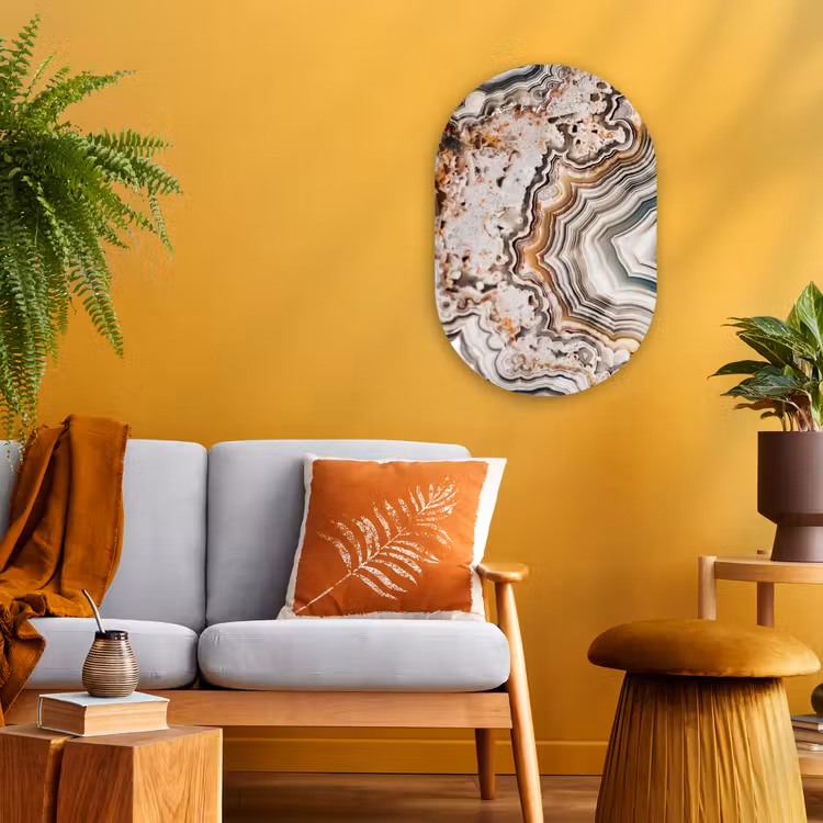 Edelsteen - Marmer - Natuur - Abstract Wandcirkel Ovaal Forex klein -sfeer4