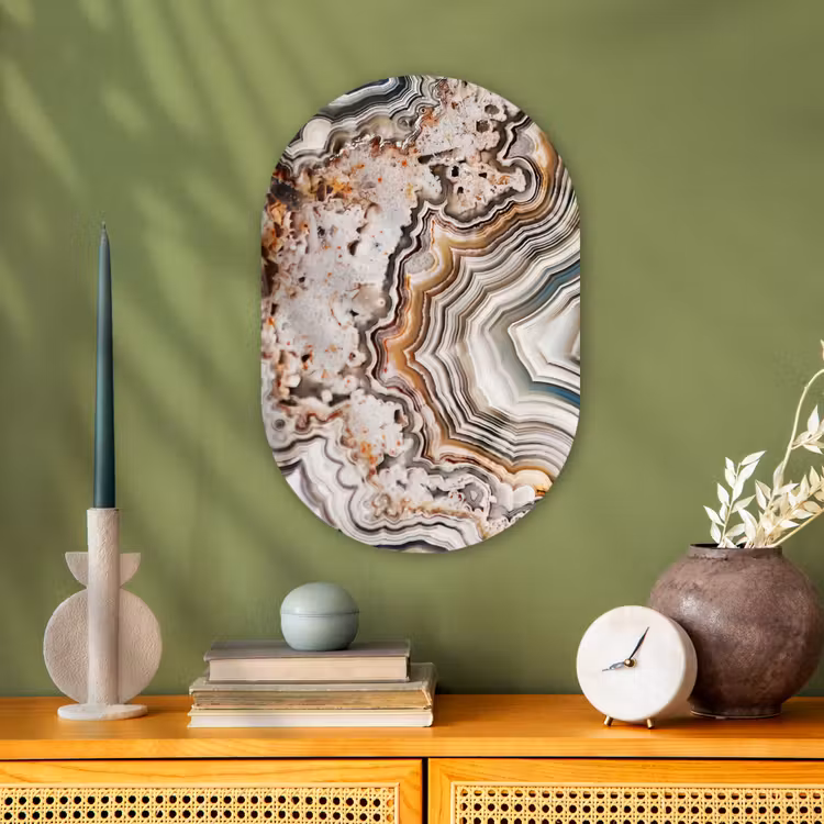Edelsteen - Marmer - Natuur - Abstract Wandcirkel Ovaal Forex klein -sfeer2