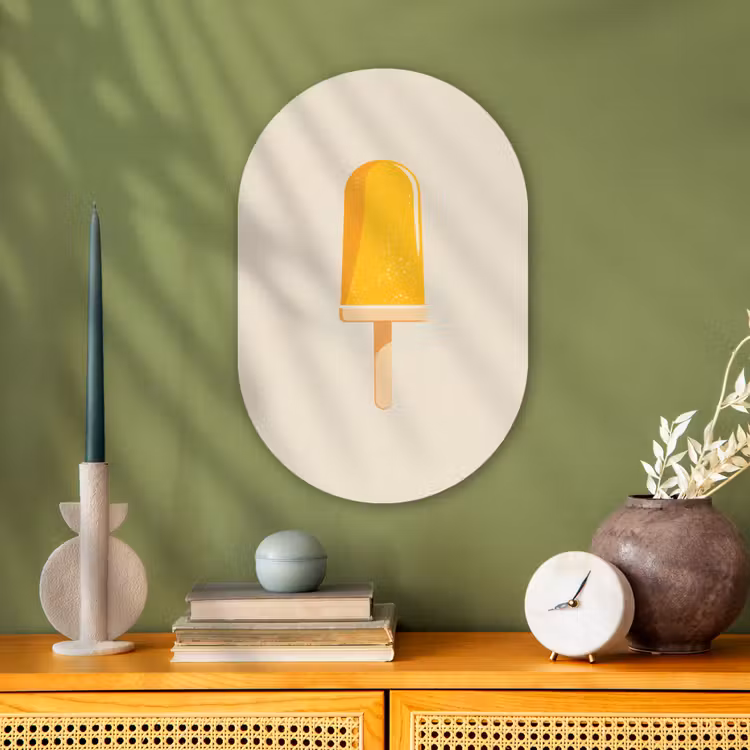 Oranje - Stokje - Waterijsje Wandcirkel Ovaal Forex klein -sfeer2