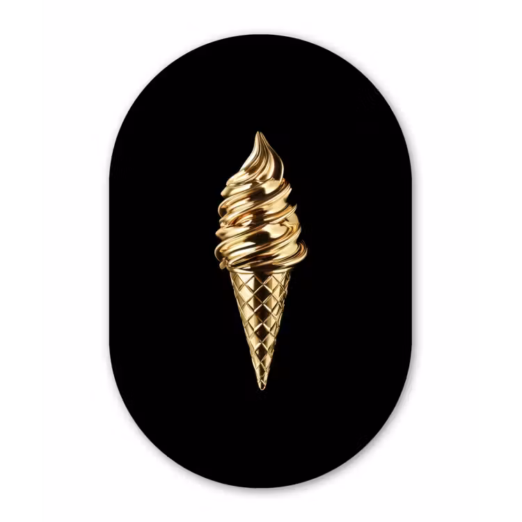 Ijs - Goud - Zwart - Eten Wandcirkel Ovaal Forex klein -3d