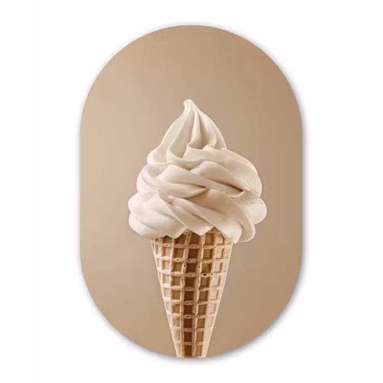 IJs - Softijs - Romig - Hoorntje - Beige Wandcirkel Ovaal Forex klein -3d