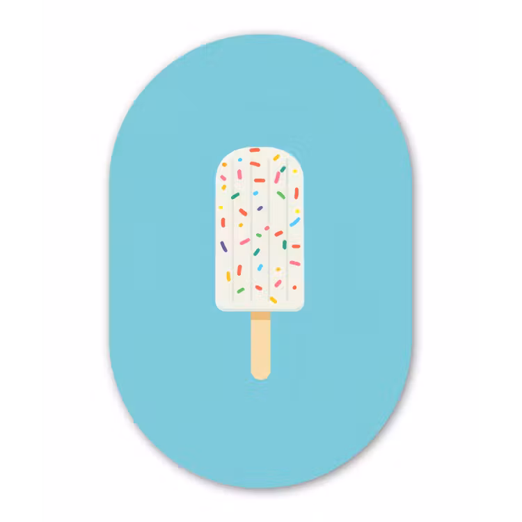 Ijsje - Stokje - Sprinkles - Lichtblauw Wandcirkel Ovaal Forex klein -3d