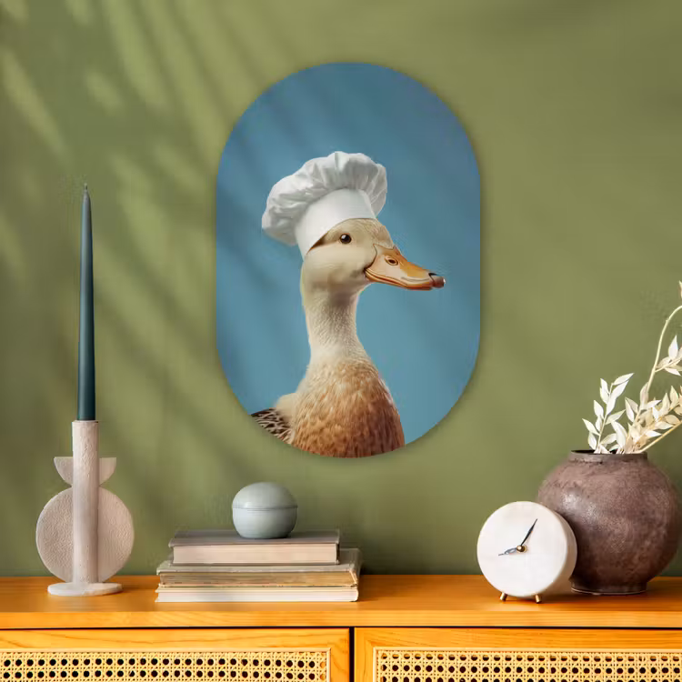 Eend - Koksmuts - Cute - Vogel Wandcirkel Ovaal Forex klein -sfeer2