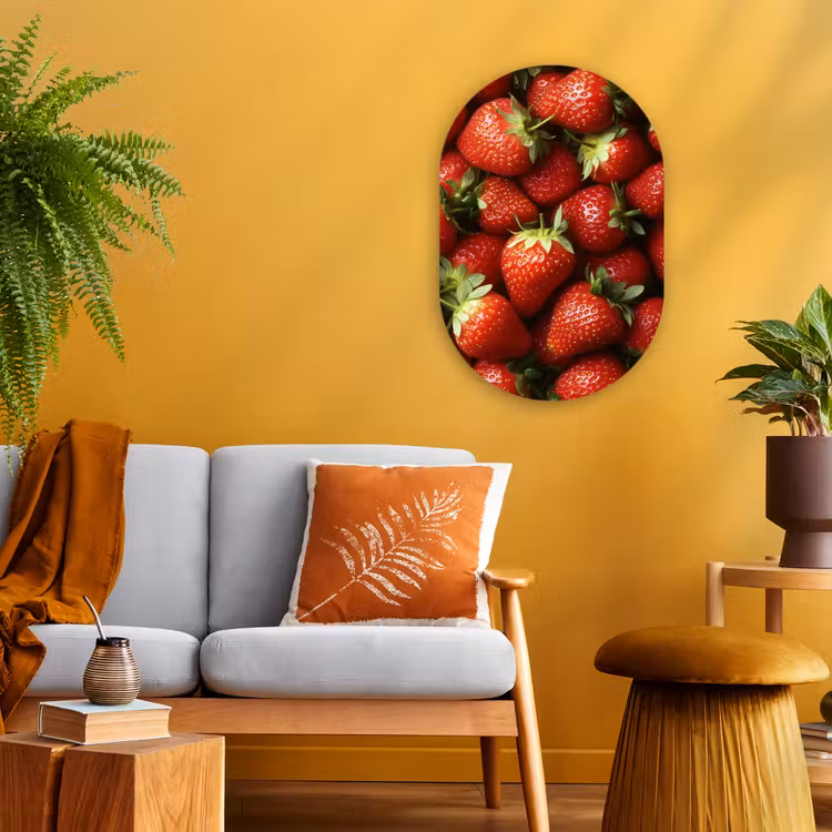 Aardbei - Fruit - Rood Wandcirkel Ovaal Forex klein -sfeer4