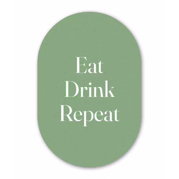 Eten - Drinken - Tekst - Mintgroen Wandcirkel Ovaal Forex klein -3d