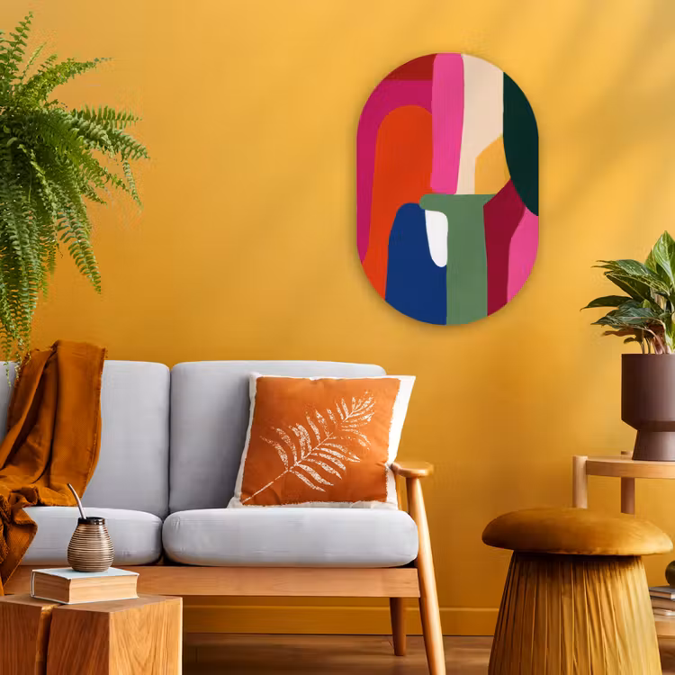 Kleurvakken - Recht - Rond - Abstract Wandcirkel Ovaal Forex klein -sfeer4