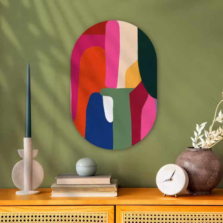 Kleurvakken - Recht - Rond - Abstract Wandcirkel Ovaal Forex klein -sfeer2