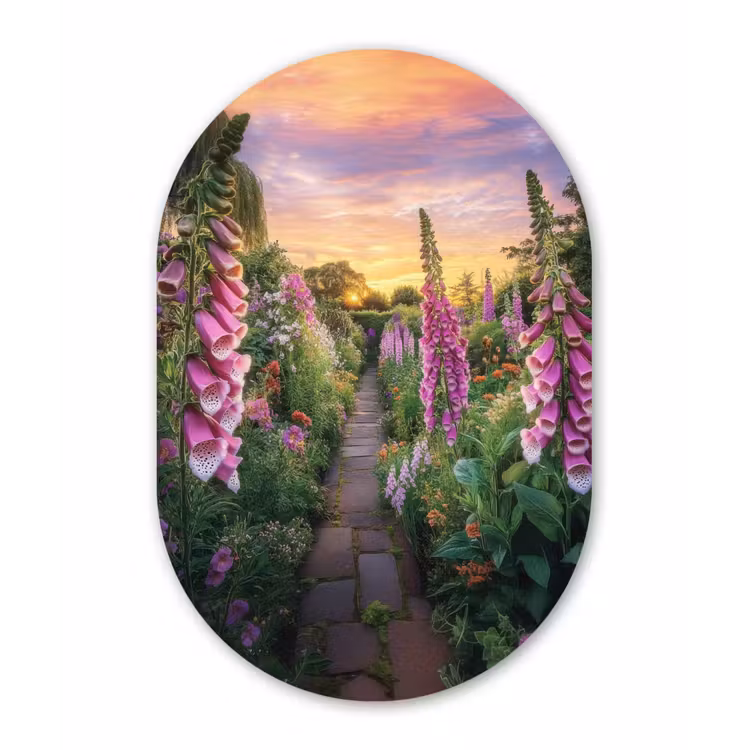 Vingerhoedskruid - Bloemen - Tuin Wandcirkel Ovaal Forex klein -3d