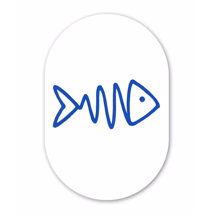 Vis - Minimalistisch - Blauw - Lijn Wandcirkel Ovaal Forex klein -3d