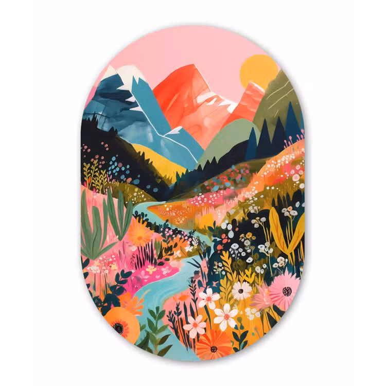 Rivier - Diepte - Bloemen Wandcirkel Ovaal Forex klein -3d